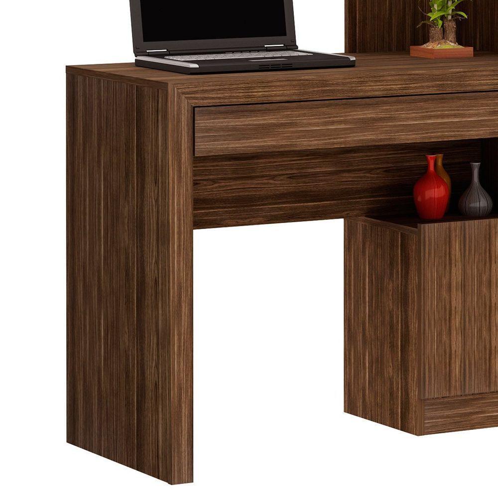 Escrivaninha Estante Para Escritório 2 Portas 1 Gaveta Nogal - 2