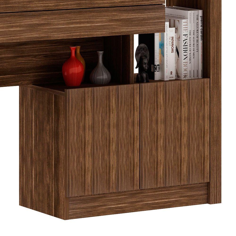 Escrivaninha Estante Para Escritório 2 Portas 1 Gaveta Nogal - 3