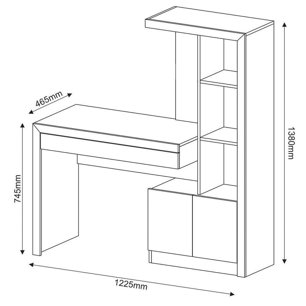 Escrivaninha Estante Para Escritório 2 Portas 1 Gaveta Nogal - 6