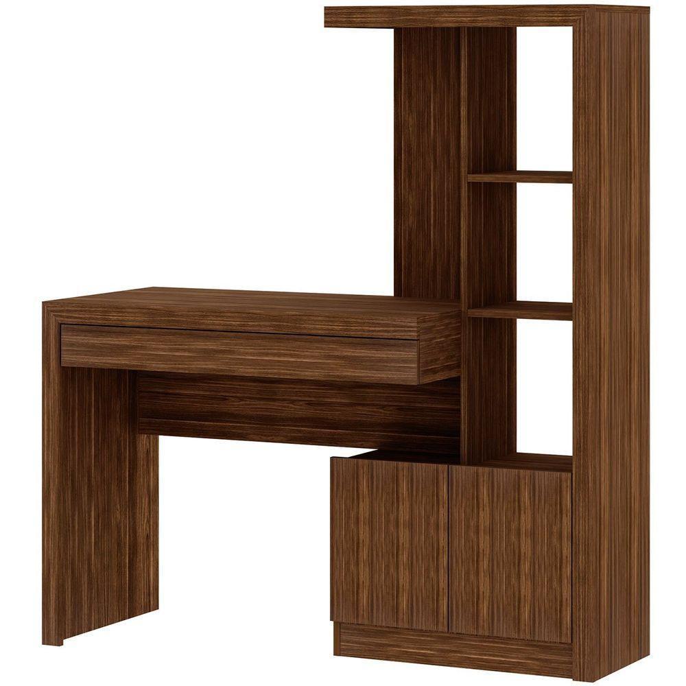 Escrivaninha Estante Para Escritório 2 Portas 1 Gaveta Nogal - 8