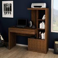 Escrivaninha Estante Para Escritório 2 Portas 1 Gaveta Nogal