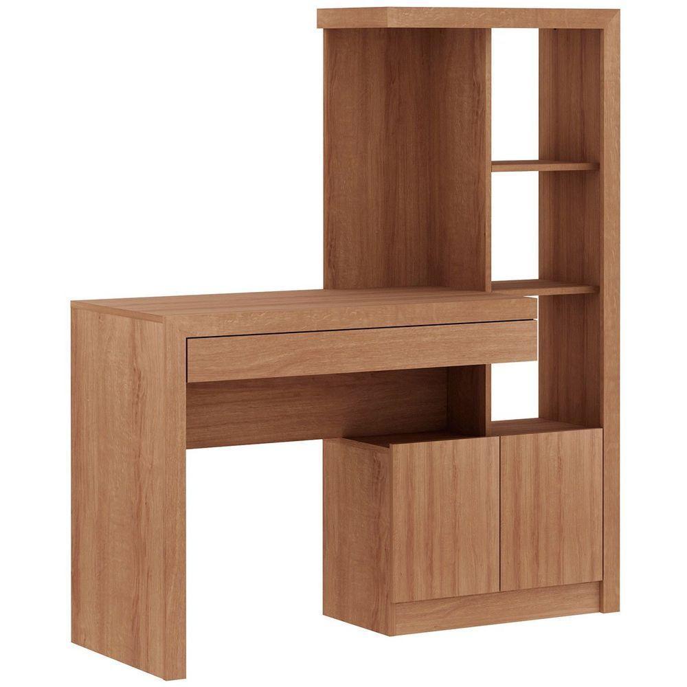 Escrivaninha Estante Para Escritório 2 Portas 1 Gaveta Amêndoa - 6