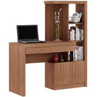 Escrivaninha Estante Para Escritório 2 Portas 1 Gaveta Amêndoa - 1