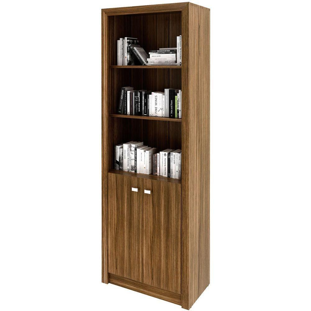 Estante Armário Alta Livreiro Multiuso Office 2 Portas Nogal - 1