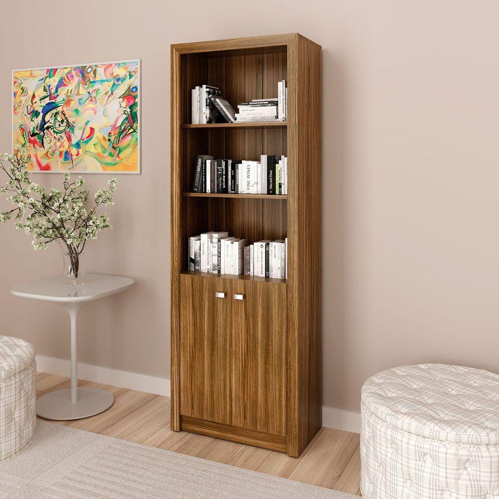 Estante Armário Alta Livreiro Multiuso Office 2 Portas Nogal - 8