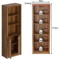 Estante Armário Alta Livreiro Multiuso Office 2 Portas Nogal - 5