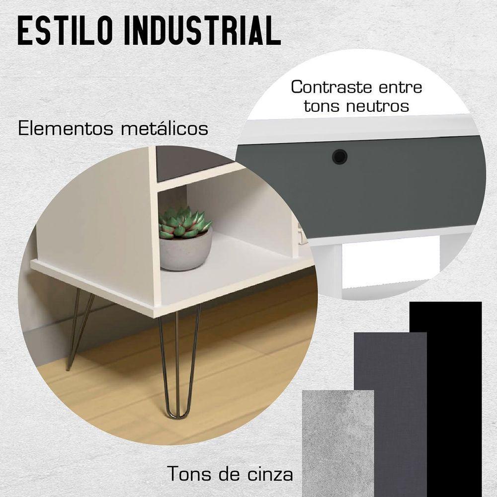 Mesa Escrivaninha Em L Com Porta E 6 Nichos Hawaii Branco/grafito - 8