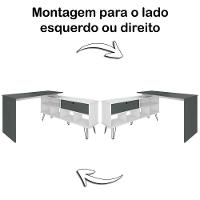 Mesa Escrivaninha Em L Com Porta E 6 Nichos Hawaii Branco/grafito - 3
