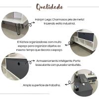 Mesa Escrivaninha Em L Com Porta E 6 Nichos Hawaii Branco/grafito - 5