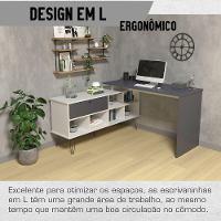 Mesa Escrivaninha Em L Com Porta E 6 Nichos Hawaii Branco/grafito - 7