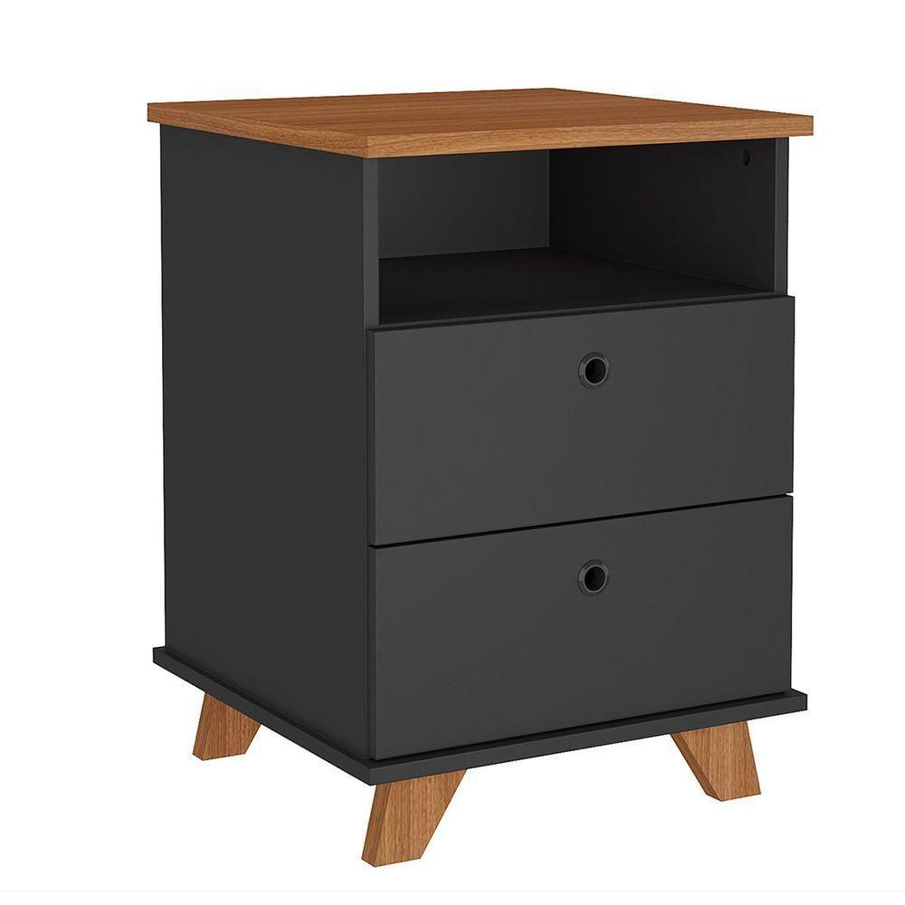 Gaveteiro 2 Gavetas Com Nicho Pequeno Daya Freijó/preto - 1