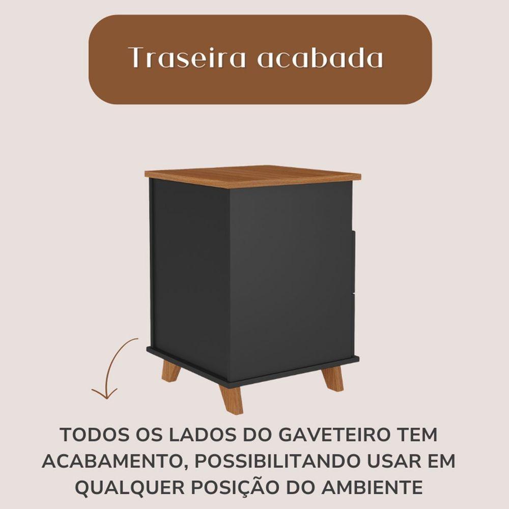 Gaveteiro 2 Gavetas Com Nicho Pequeno Daya Freijó/preto - 6