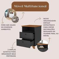 Gaveteiro 2 Gavetas Com Nicho Pequeno Daya Freijó/preto - 3