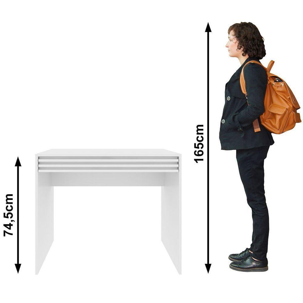 Escrivaninha Mesa De Escritório 90 Cm 1 Gaveta Ripado Branco - 5