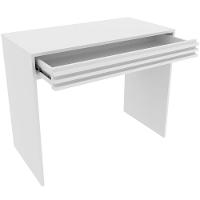 Escrivaninha Mesa De Escritório 90 Cm 1 Gaveta Ripado Branco - 2