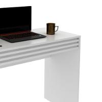 Escrivaninha Mesa De Escritório 90 Cm 1 Gaveta Ripado Branco - 8