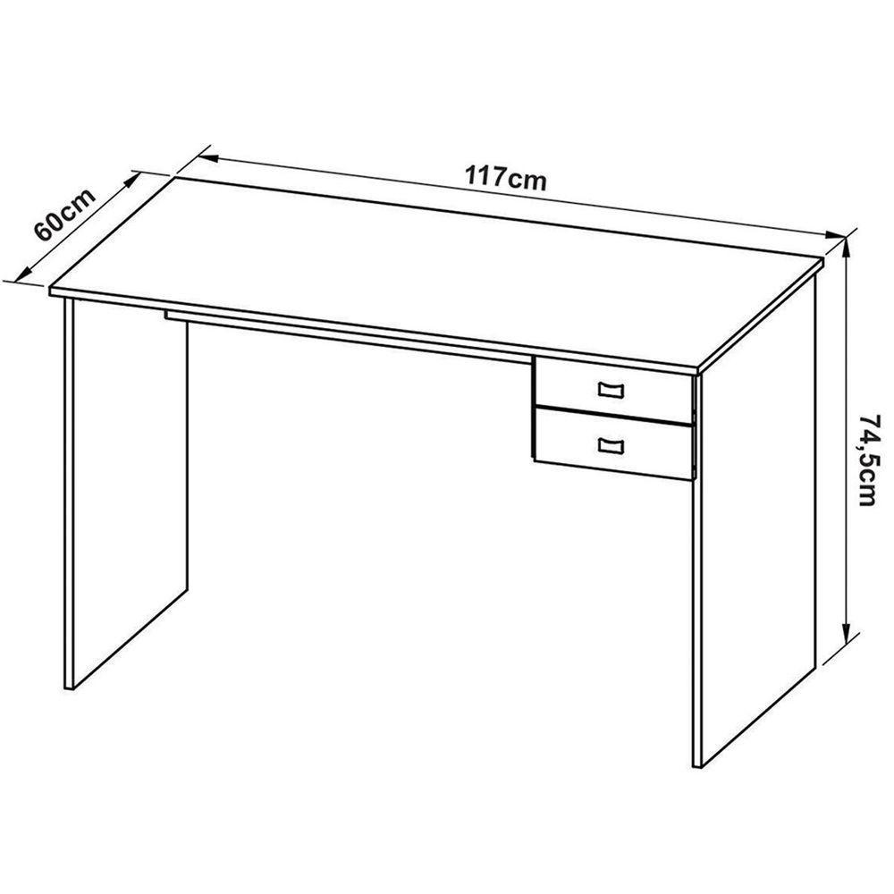 Mesa Para Escritório Escrivaninha 2 Gavetas Branco - 3