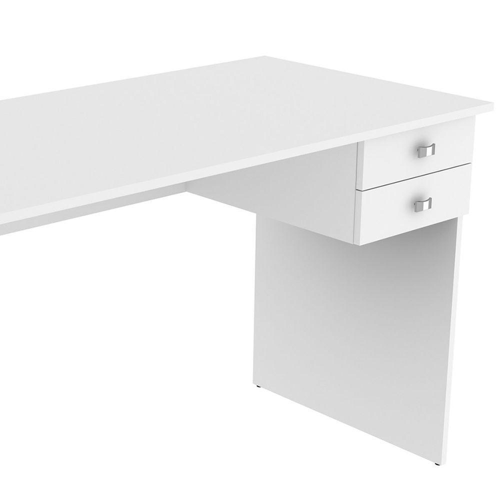 Mesa Para Escritório Escrivaninha 2 Gavetas Branco - 7