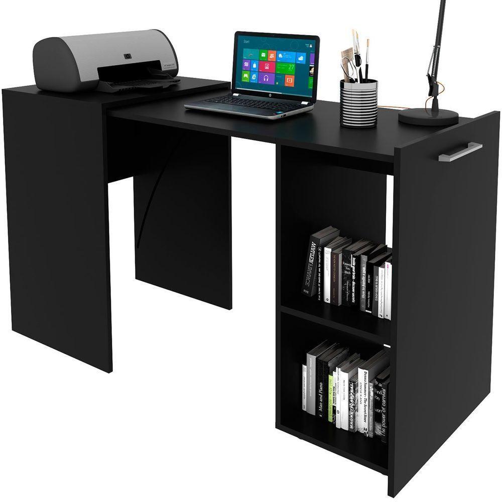 Escrivaninha Retrátil Para Escritório Multiuso Articulável Preto - 1