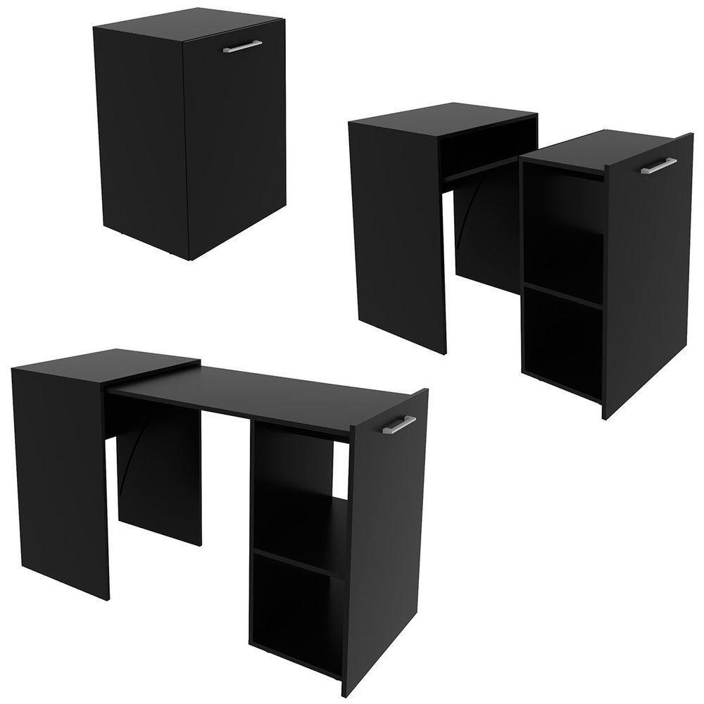 Escrivaninha Retrátil Para Escritório Multiuso Articulável Preto - 4