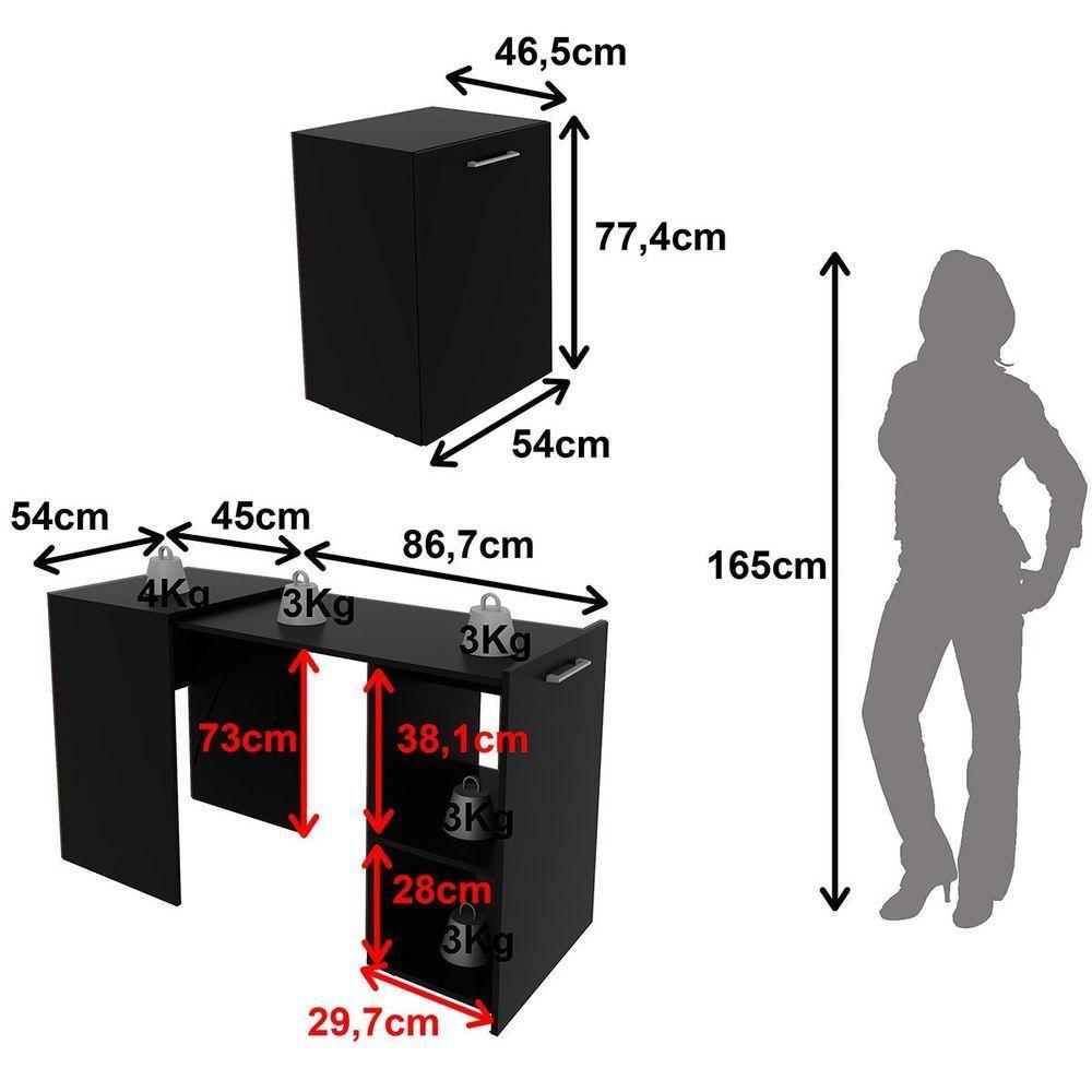 Escrivaninha Retrátil Para Escritório Multiuso Articulável Preto - 5