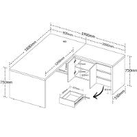 Mesa Para Escritório 2 Portas 3 Gavetas Diretor Em L Freijó/branco - 3