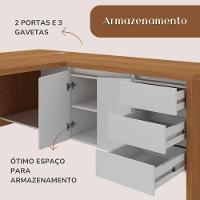 Mesa Para Escritório 2 Portas 3 Gavetas Diretor Em L Freijó/branco - 6