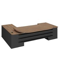 Mesa Para Escritório Diretor Grande 2 Portas 4 Gavetas Nogal/preto - 1