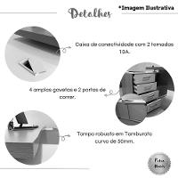 Mesa Para Escritório Diretor Grande 2 Portas 4 Gavetas Nogal/preto - 5