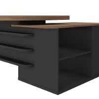 Mesa Para Escritório Diretor Grande 2 Portas 4 Gavetas Nogal/preto - 7