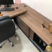 Mesa Para Escritório Diretor Grande 2 Portas 4 Gavetas Nogal/preto - 8