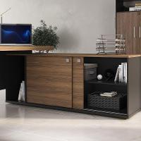 Mesa Para Escritório Diretor Grande 2 Portas 4 Gavetas Nogal/preto - 10