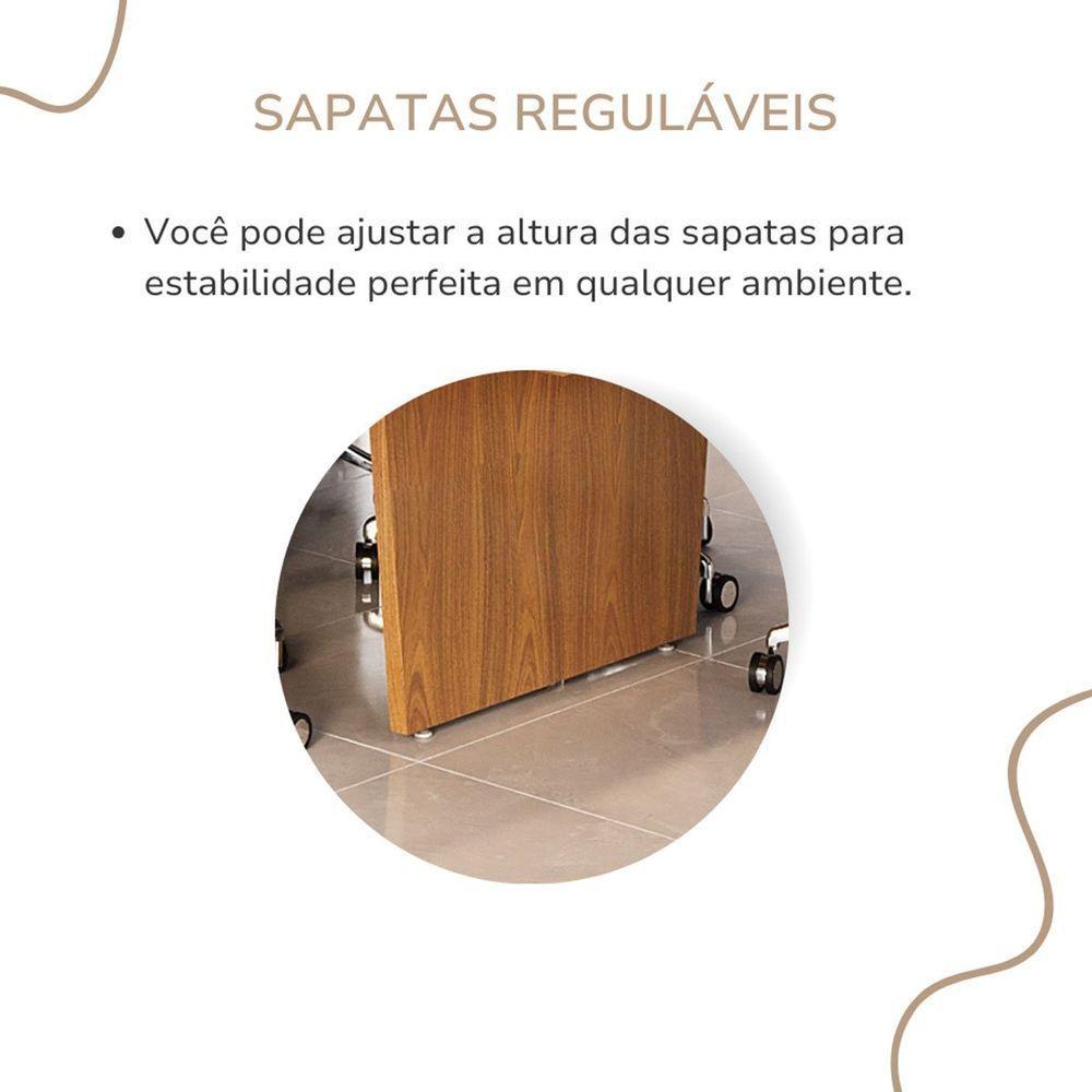 Mesa Para Escritório Para Reunião Com 2 Tomadas Freijó/branco - 6