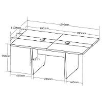 Mesa Para Escritório Para Reunião Com 2 Tomadas Freijó/branco - 2