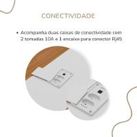 Mesa Para Escritório Para Reunião Com 2 Tomadas Freijó/branco