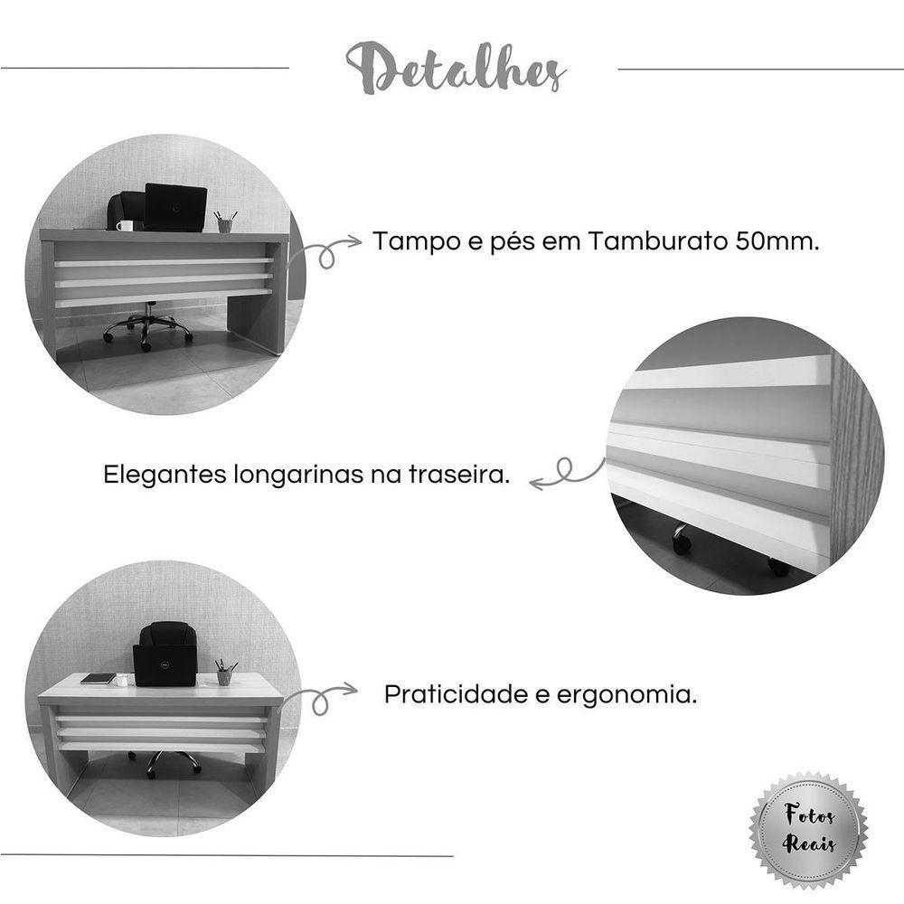 Mesa Para Escritório Escrivaninha 135 Cm Nogal/preto - 2