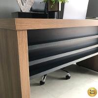 Mesa Para Escritório Escrivaninha 135 Cm Nogal/preto - 6