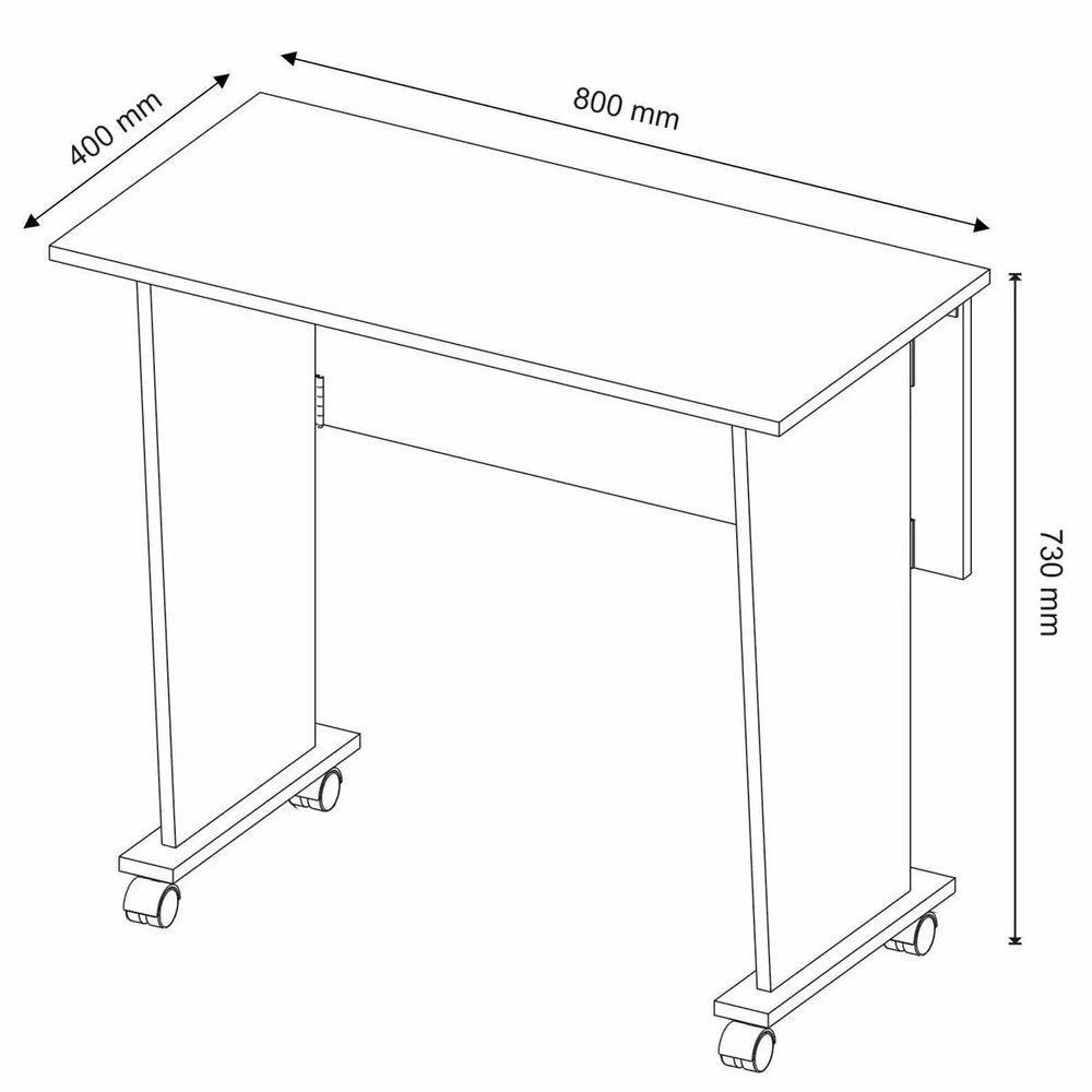 Mesa Escrivaninha Dobrável Com Rodízio Rústico - 2