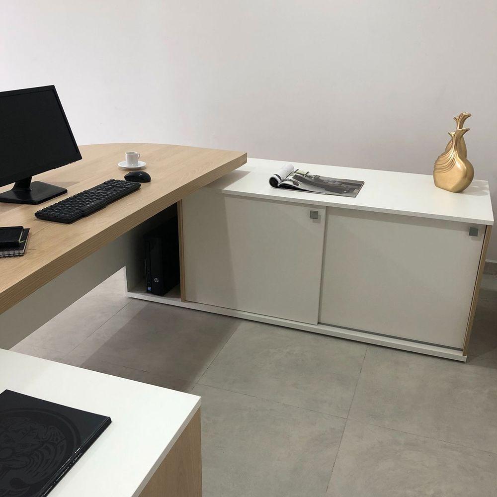 Mesa Para Escritório Diretor Grande 2 Portas 4 Gavetas Carvalho/branco - 9