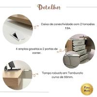 Mesa Para Escritório Diretor Grande 2 Portas 4 Gavetas Carvalho/branco - 6