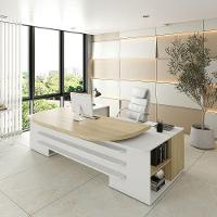 Mesa Para Escritório Diretor Grande 2 Portas 4 Gavetas Carvalho/branco - 7