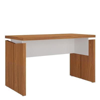 Mesa para Escritório Escrivaninha Tamburato MDP 125.3 cm Branco e Freijó com Pés Reguláveis