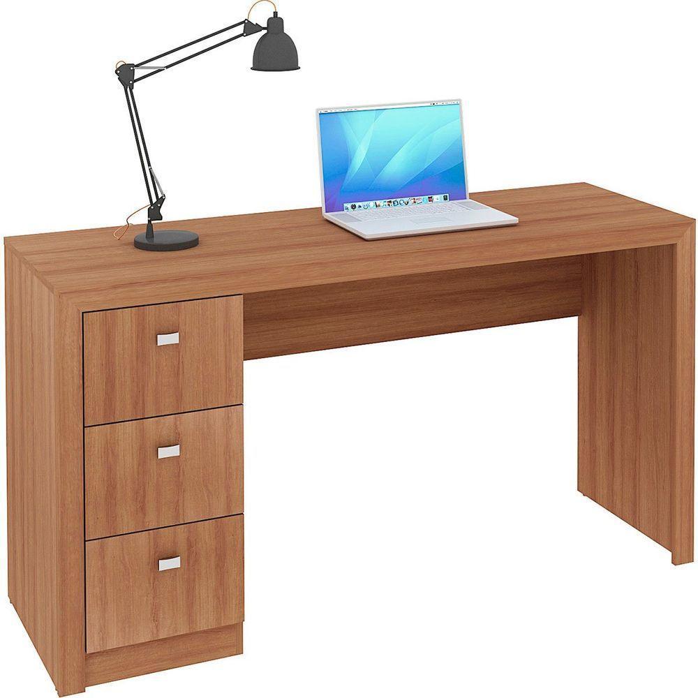Mesa Para Escritório Reversível 136 Cm 3 Gavetas Amêndoa - 1