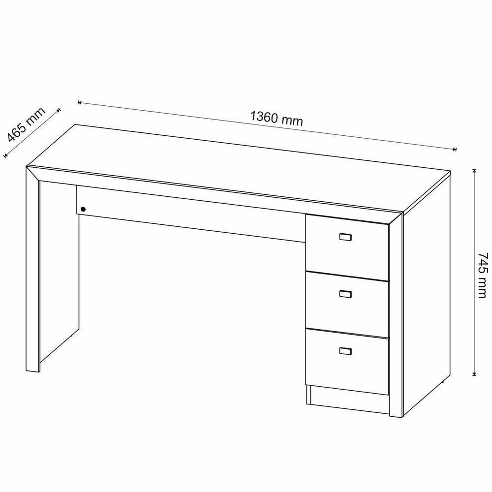Mesa Para Escritório Reversível 136 Cm 3 Gavetas Amêndoa - 3