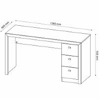 Mesa Para Escritório Reversível 136 Cm 3 Gavetas Amêndoa - 3