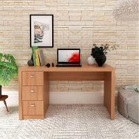 Mesa Para Escritório Reversível 136 Cm 3 Gavetas Amêndoa - 10