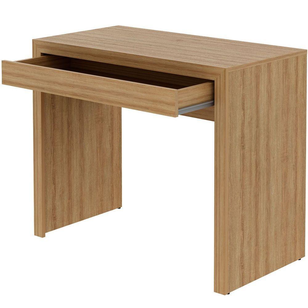 Escrivaninha Mesa De Escritório 90 Cm 1 Gaveta Amêndoa - 2