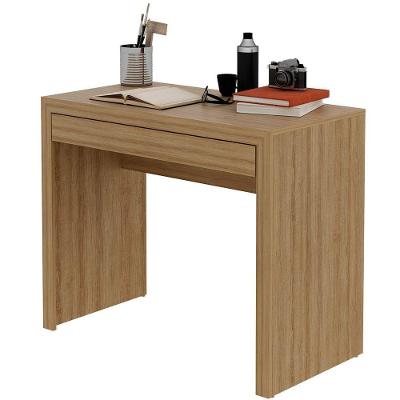 Escrivaninha Mesa Escritório Retangular 1 Gaveta MDP 90 cm Amêndoa Brilhante
