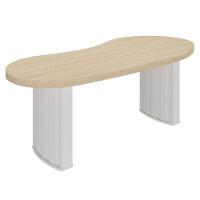 Mesa Para Escritório Com Tampo Curvado E Pés Ripados Carvalho/branco - 1