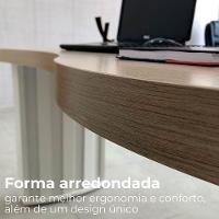 Mesa Para Escritório Com Tampo Curvado E Pés Ripados Carvalho/branco - 5